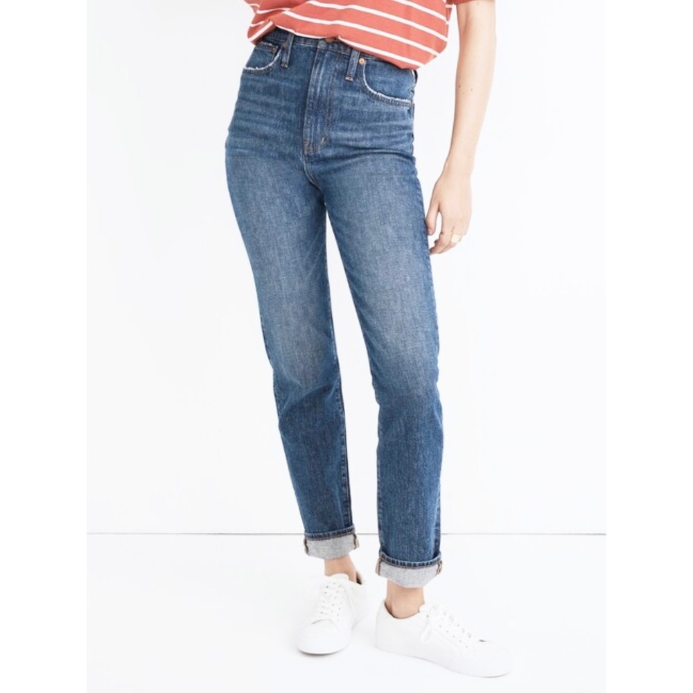 Madewell The Momjean High Rise Medium Wash Blue Denim Jeans Size 27‎